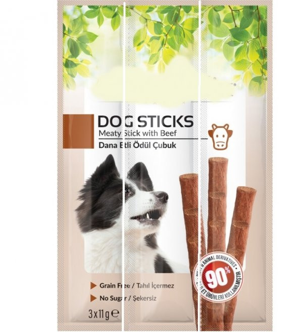 3Lü Köpek Ödül Çubuğu - Dana Etli Köpek Stick Ödülü ( 3x11g ) EMH