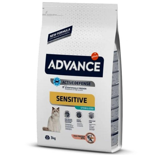 Advance Sensitive Sterilised Somonlu Kısırlaştırılmış Yetişkin Kedi Maması 3 KG