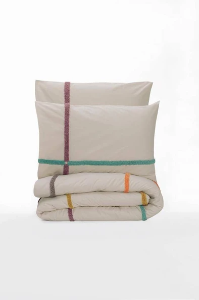 Cotton Box Puff Nakışlı Ranforce Çift Kişilik Nevresim Takımı İnsula Gülkurusu - 4
