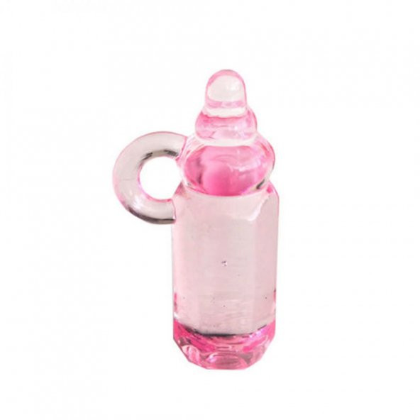 Akrilik Pembe Mini Biberon Konsept, Hediyelik Süsleme Bebek Şekeri (25 Adet)
