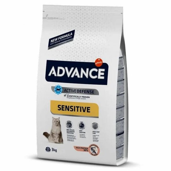 Advance Sensitive Somonlu Yetişkin Kedi Maması 3 KG