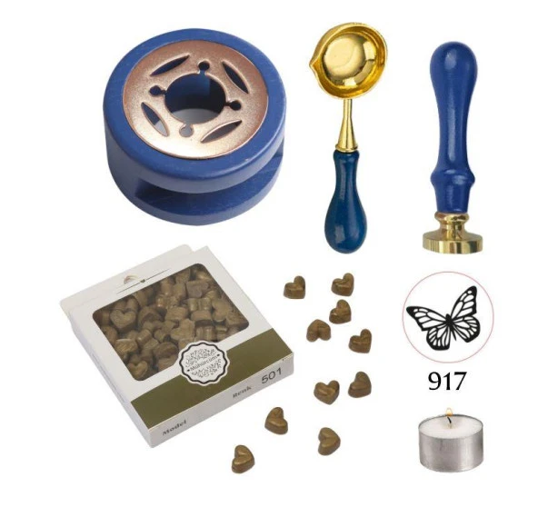Davetiye Mum Mühürü Uygulama Seti Lacivert Renk 917 Kelebek ürün görseli
