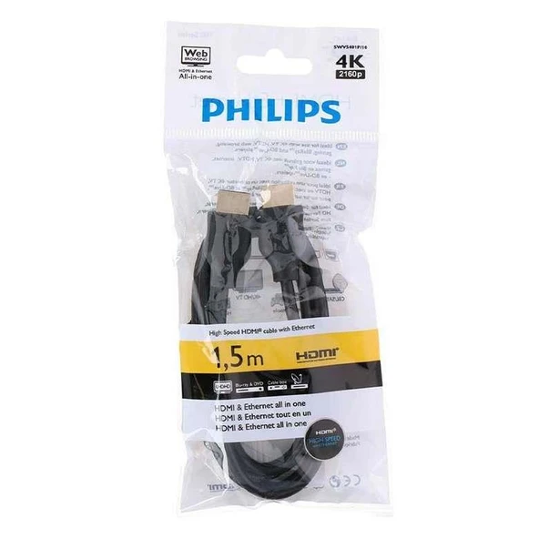 Philips SWV5401P/10 1.5 m 4K 2160p Altın Uçlu HDMI Kablo ürün görseli