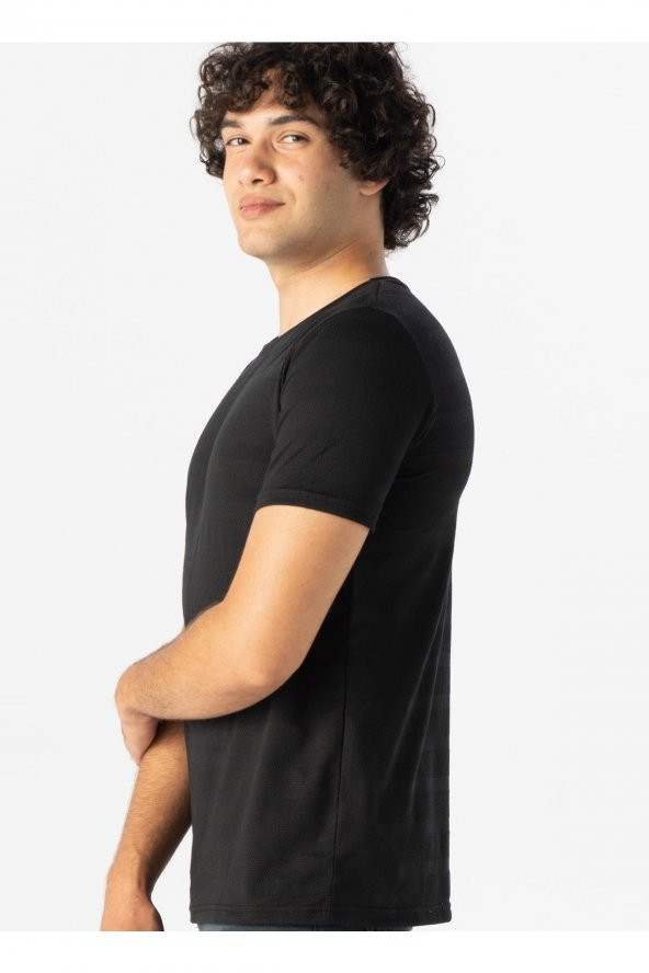 Polo Yaka Armürlü Siyah Erkek T-shirt Ts1014000266 - Resim 3