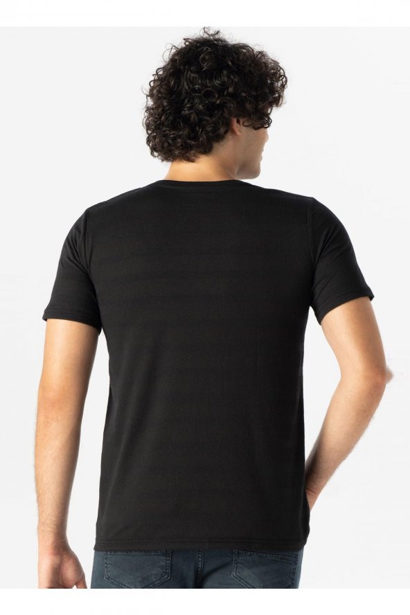 Polo Yaka Armürlü Siyah Erkek T-shirt Ts1014000266 - Resim 4