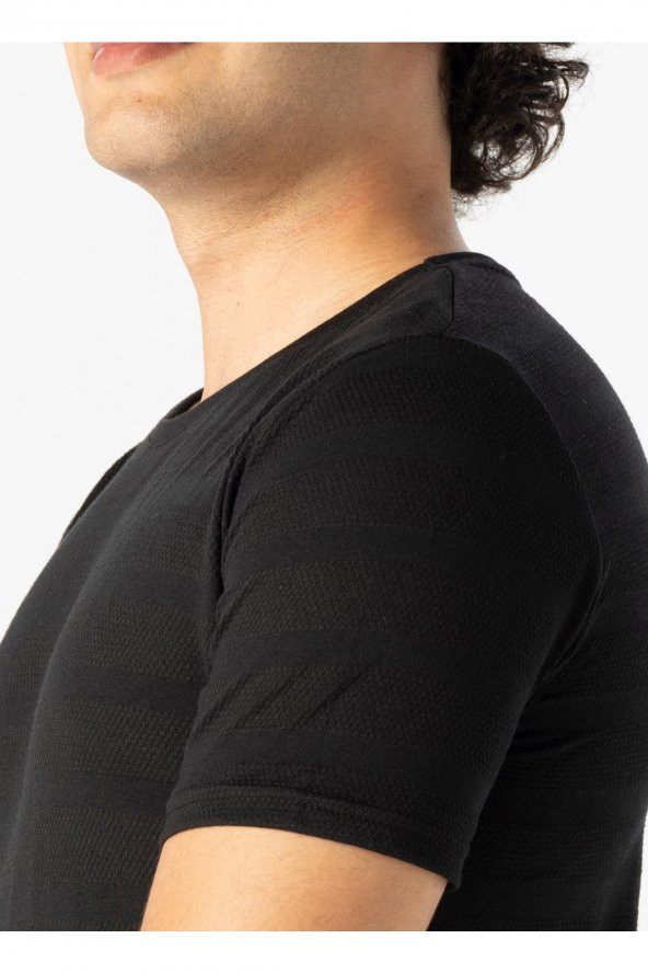 Polo Yaka Armürlü Siyah Erkek T-shirt Ts1014000266 - Resim 5