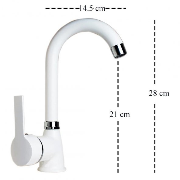 Venita Beyaz Delta Kısa Borulu Lavabo Bataryası - 3