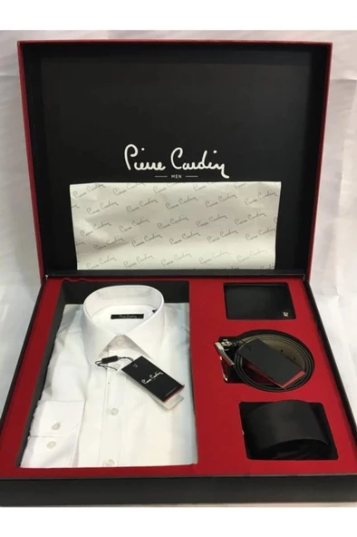 Pierre Cardin 4'lü Gömlek Kemer Cüzdan Kravat Damat Seti 03 - 4
