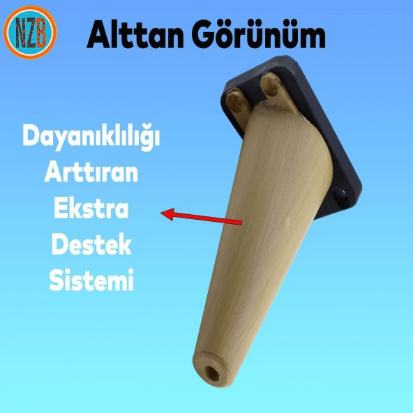 Mobilya Kanepe Sehpa TV Ünitesi Koltuk Ayağı 16 cm Kahverengi Baza Ayak - Resim 5