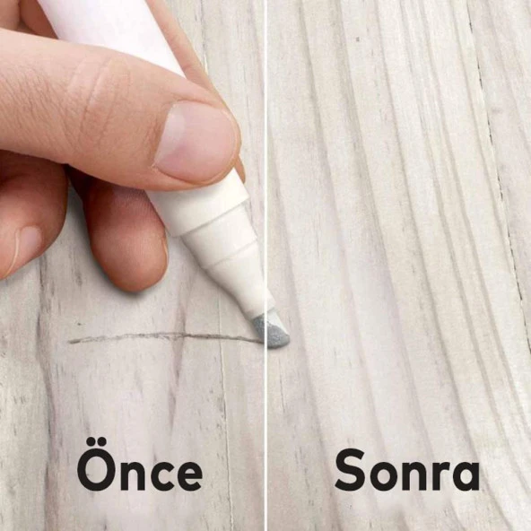 Mobilya Rötuş Kalemi Ahşap Masa Sehpa Dolap Kalemi Çizik Giderici Çatlak Kapatıcı Beyaz - 2