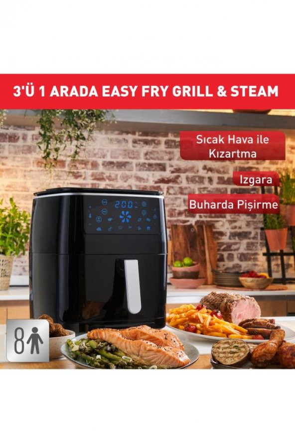 TEFAL FW2018 Easy Fry & Grill & Steam+ Yağsız Fritöz Airfryer, Kızartma & Izgara & Buharlı Pişirme - 6