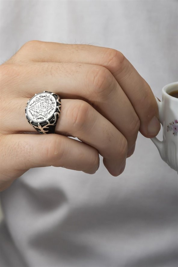 Süleyman Mührü İşleme Taşsız 925 Gümüş Erkek Yüzük - Resim 5