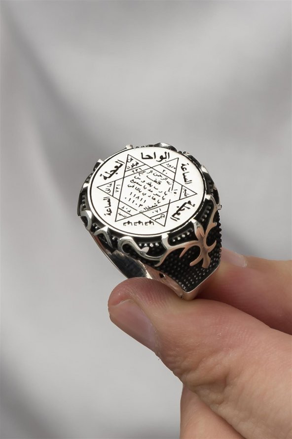 Süleyman Mührü İşleme Taşsız 925 Gümüş Erkek Yüzük - Resim 6