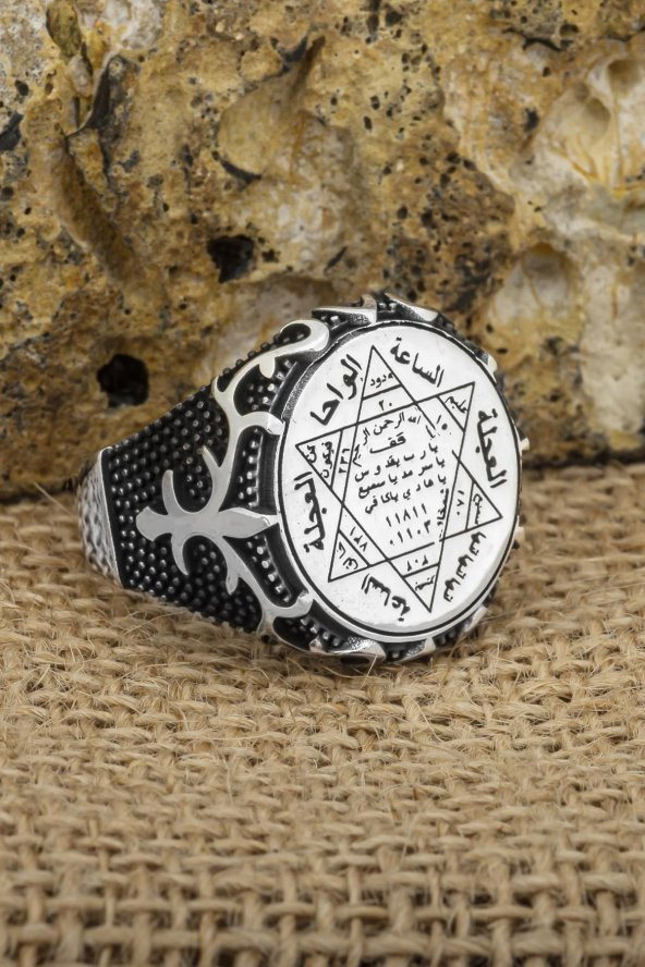 Süleyman Mührü İşleme Taşsız 925 Gümüş Erkek Yüzük - Resim 7