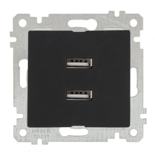 Mutlusan Rita Siyah Mekanizma + Tuş İkili Usb Şarj Prizi