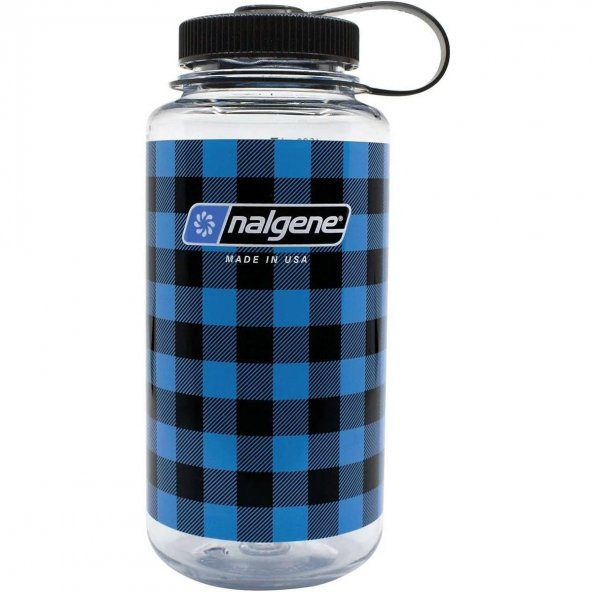 Nalgene 32oz Wide Mouth Blue Plaid Tritan Suluk