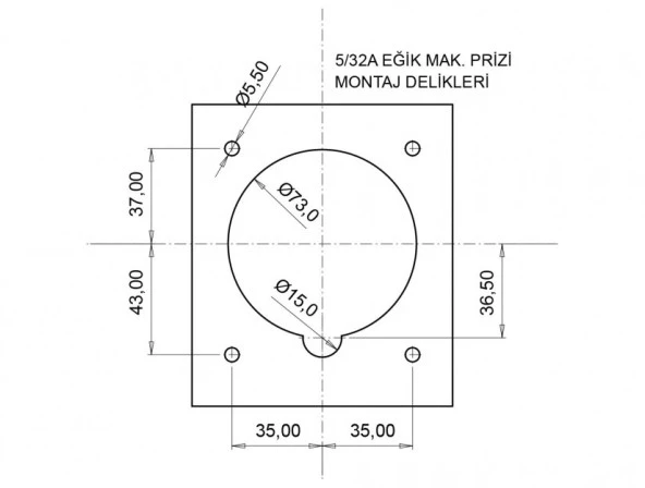 Bemis IP67 CEE Norm 5/32A 45 Derece Eğik Makine Priz 380V - 450V BC1-3505-7420 - 2