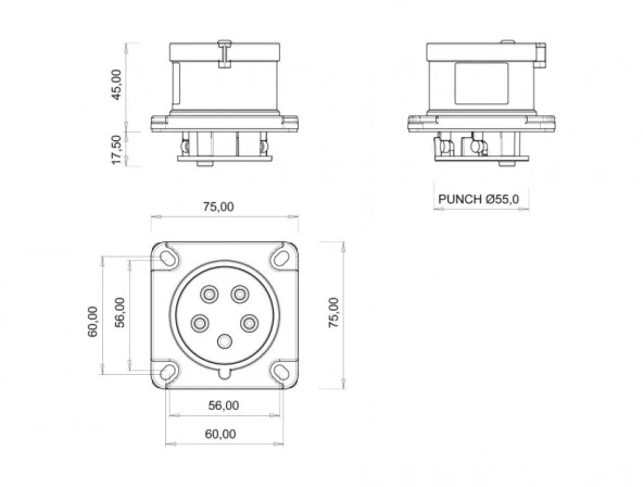 Bemis IP44 CEE Norm 5/16A Makine Fiş 380V - 450V BC1-1505-2114 - Resim 2