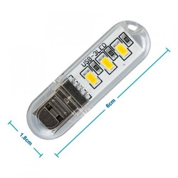 FİLONLİNE FAC-01 TAŞINABİLİR MİNİ USB 3 LED GÜNIŞIĞI LAMBA 5730 SMD KAMP STİCK LED  GECE LAMBASI - 2