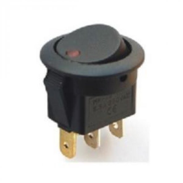 "132A" Yuvarlak Nokta Işıklı ON/OFF Anahtar 3 Pin 12 Volt