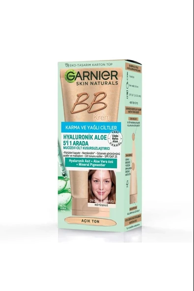 Garnier Bb Krem Karma Ve Yağlı Ciltler Için Açık Ton Aloe Vera Özlü 50 ml