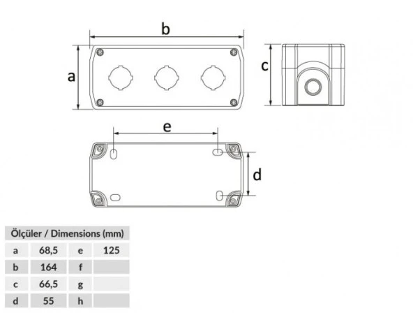 Bemis IP44 Üçlü Buton Kutusu BT3-3000-0002 - 2