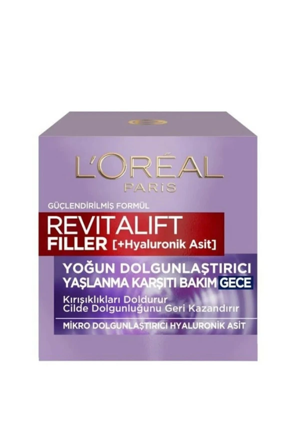 L'Oreal Paris Revitalift Filler Yoğun Dolgunlaştırıcı Yaşlanma Karşıtı Gece Kremi 50ml - Hyaluronik