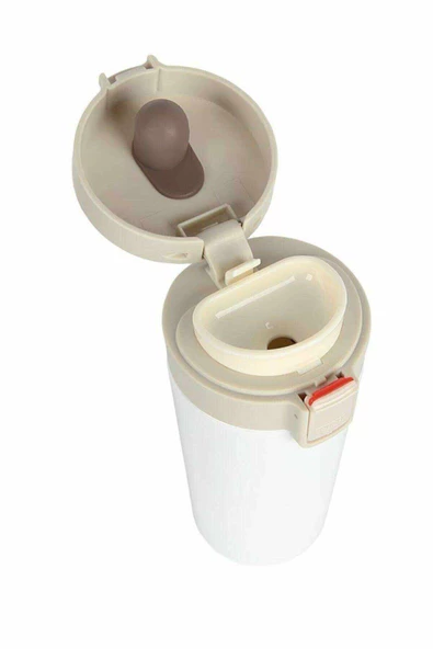 Kaliteli Paslanmaz Çelik Çift Katman Katman Kahve Fincanı Araç 380 ml Termos Bardak Beyaz - 4