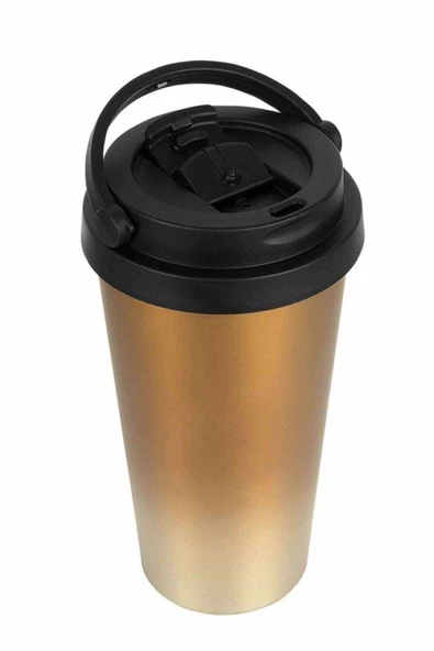 Kaliteli Çift Katman Paslanmaz Çelik 500 ml Termos Bardak Gold - 2