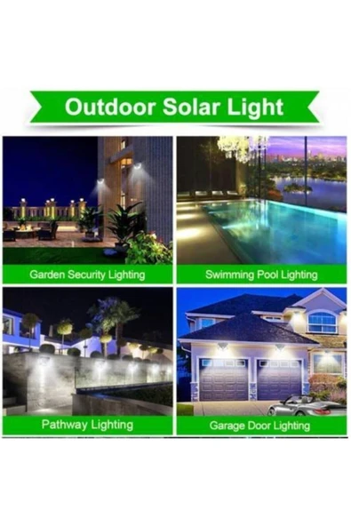 Güneş Enerjili Lamba Led Sokak Dış Ortam Solar Bahçe Aydınlatması Su Geçirmez Sensörlü (100 Led) - 8