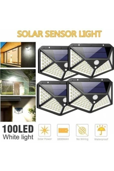 Güneş Enerjili Lamba Led Sokak Dış Ortam Solar Bahçe Aydınlatması Su Geçirmez Sensörlü (100 Led) - 6