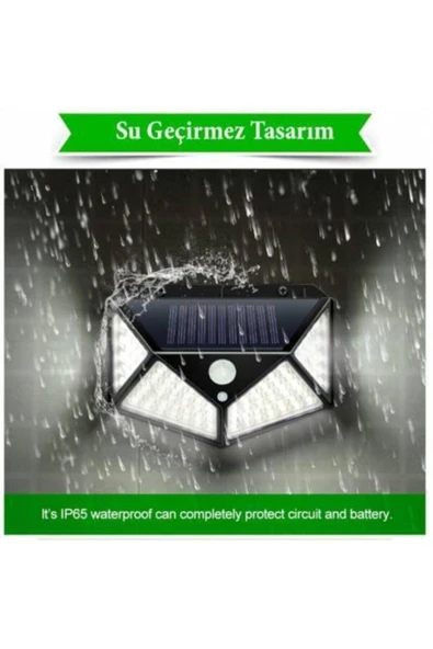 Güneş Enerjili Lamba Led Sokak Dış Ortam Solar Bahçe Aydınlatması Su Geçirmez Sensörlü (100 Led) - 5