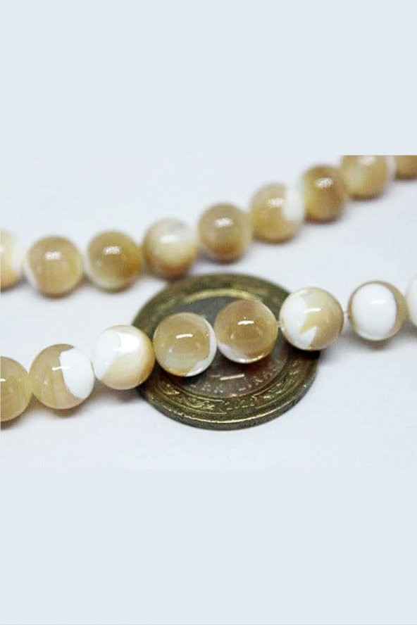 Sedef Taşı 10mm3 adet (Karamel)