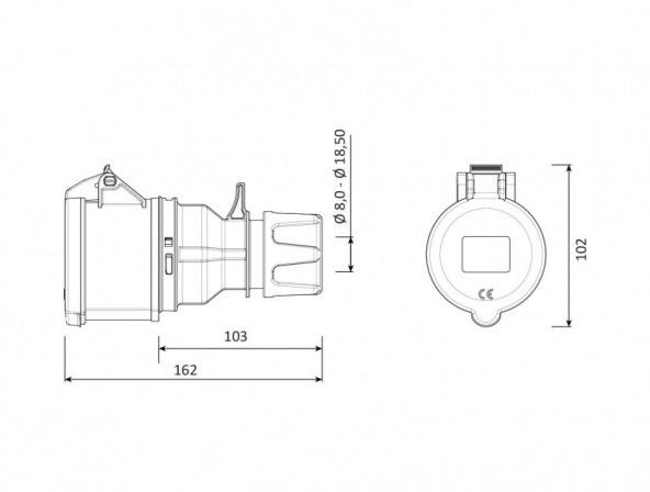 Bemis IP44 CEE Norm 5/32A Uzatma Priz 380V - 450V BC1-3505-2312 - 2