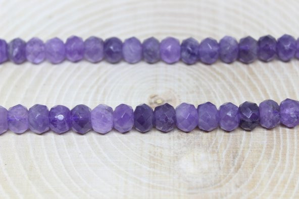 Ametist Taşı Rondela Faset Kesim 8*6mm/adet - Resim 3