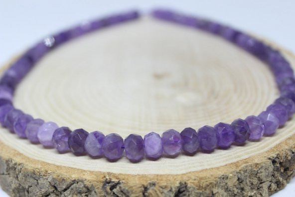 Ametist Taşı Rondela Faset Kesim 8*6mm/adet - Resim 5