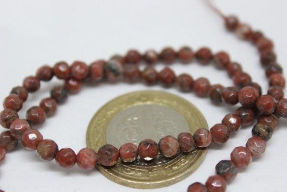 Jasper Taşı Faset Kesim YARIM Dizi 4mm (9853) (18cm uzunluğundadır) - Resim 2