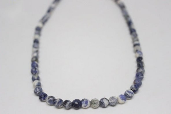 Sodalit Taşı Faset Kesim YARIM Dizi 6mm (18cm uzunluğundadır) - Resim 2