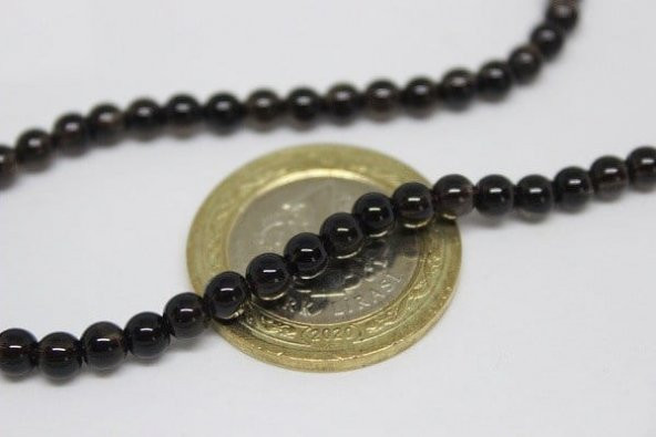 Dumanlı Kuvars Taşı YARIM Dizi 4mm (18cm uzunluğundadır) ürün görseli