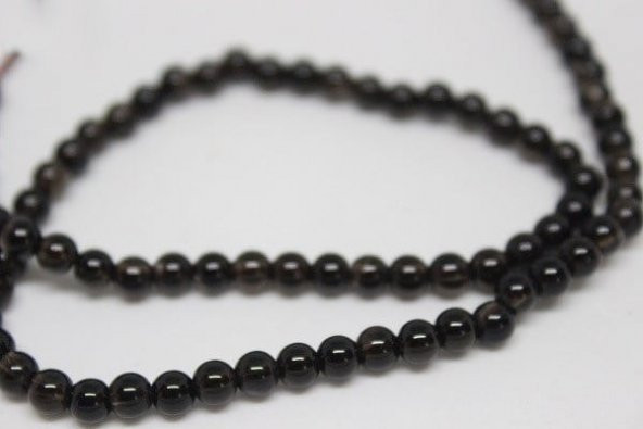 Dumanlı Kuvars Taşı YARIM Dizi 4mm (18cm uzunluğundadır) - Resim 2