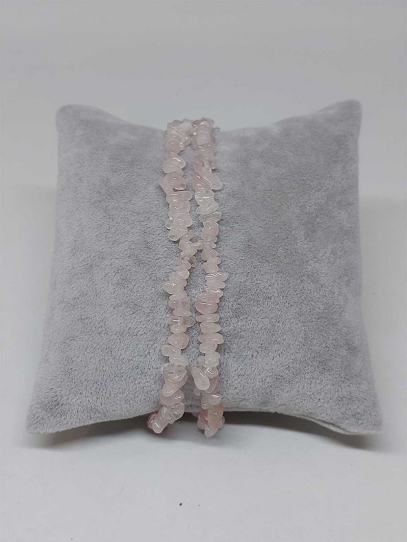 Pembe Kuvars Taşı İki Sıralı Bileklik Minik Boy 4-6mm Aralığı Şekilsiz ürün görseli