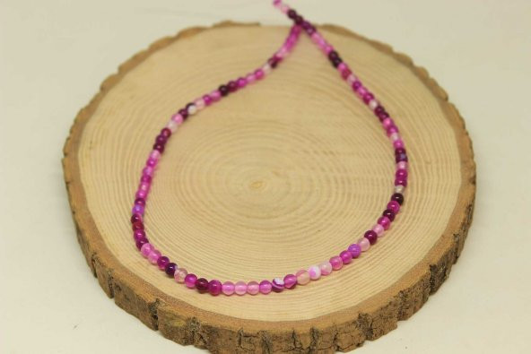 Akik Taşı YARIM Dizi 4mm (27875) (18cm uzunluğundadır) - Resim 3