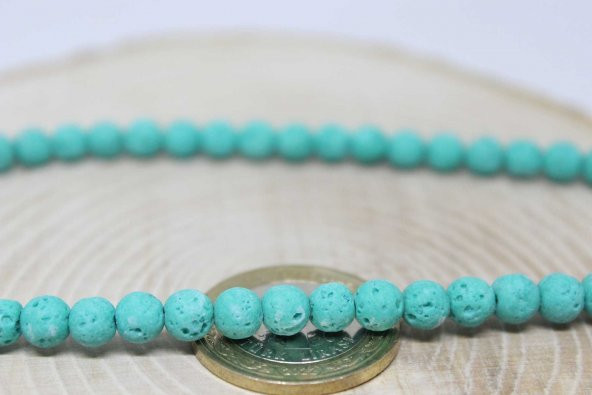 Lav Taşı Su Yeşili YARIM Dizi 6mm (18cm uzunluğundadır) - Resim 2