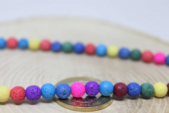 Lav Taşı Karışık Renkler YARIM Dizi 6mm (18cm uzunluğundadır) - Resim 2