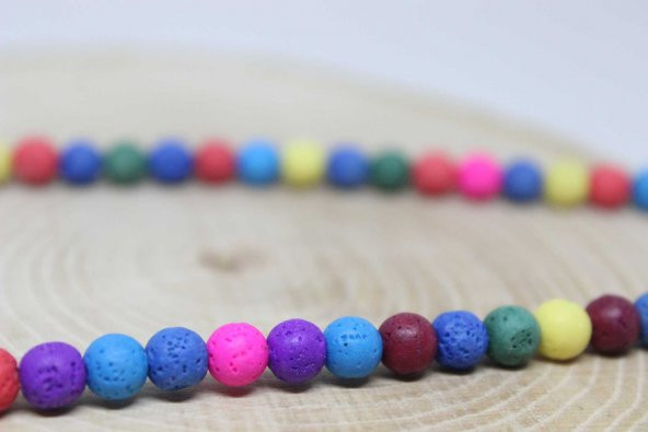 Lav Taşı Karışık Renkler YARIM Dizi 6mm (18cm uzunluğundadır) - Resim 3