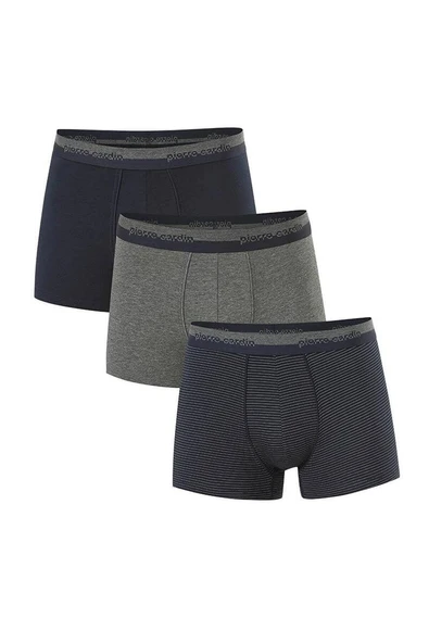 Pierre Cardin Erkek 3'lü Boxer Çizgili/Düz - 6