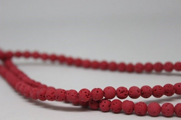 Lav Taşı Kırmızı Renkli YARIM Dizi 6mm (18cm uzunluğundadır) ürün görseli