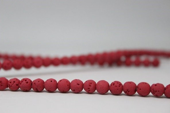 Lav Taşı Kırmızı Renkli YARIM Dizi 6mm (18cm uzunluğundadır) - Resim 2