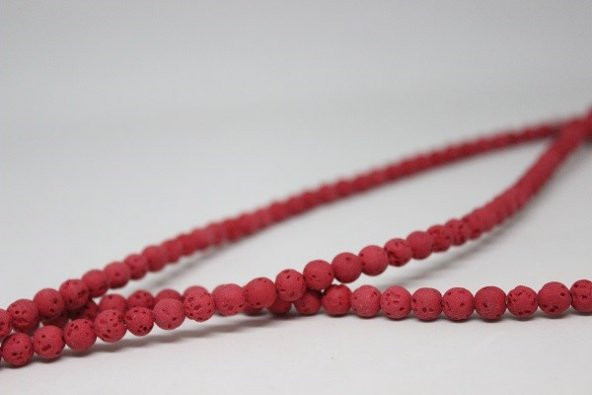 Lav Taşı Kırmızı Renkli YARIM Dizi 6mm (18cm uzunluğundadır) - Resim 3