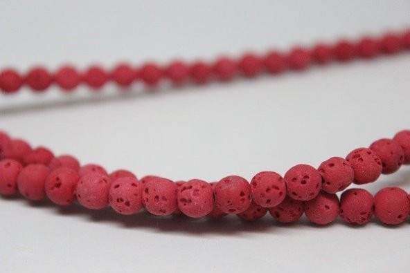Lav Taşı Kırmızı Renkli YARIM Dizi 6mm (18cm uzunluğundadır) - Resim 5
